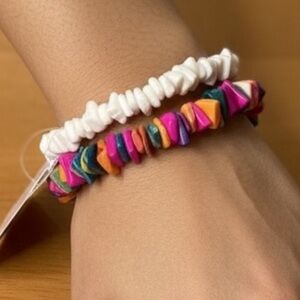 NWT Pink & White Puka Shell Bracelet Set – Stretch Beach Surfer Boho Jewelry